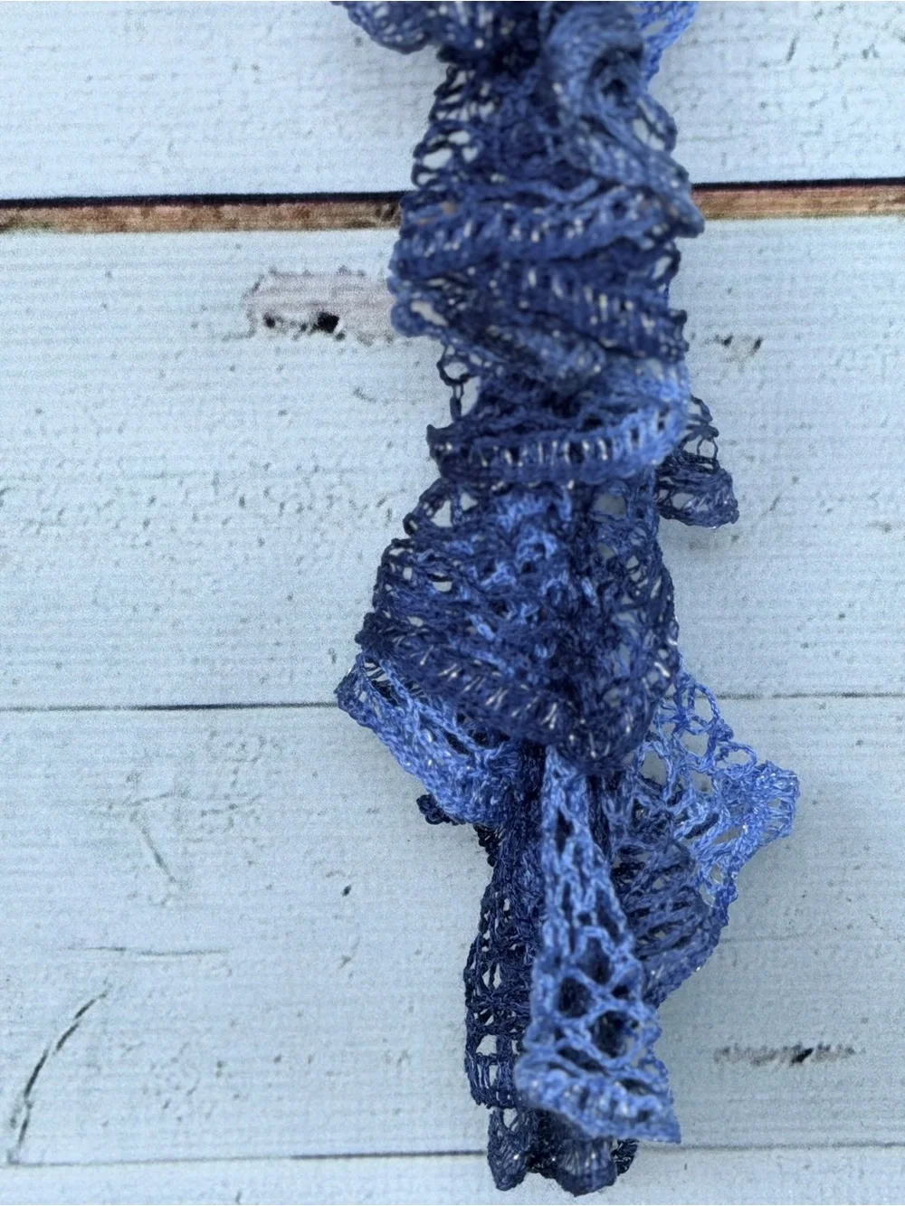 Open-Knit Ruffle Accent Fashion Scarf